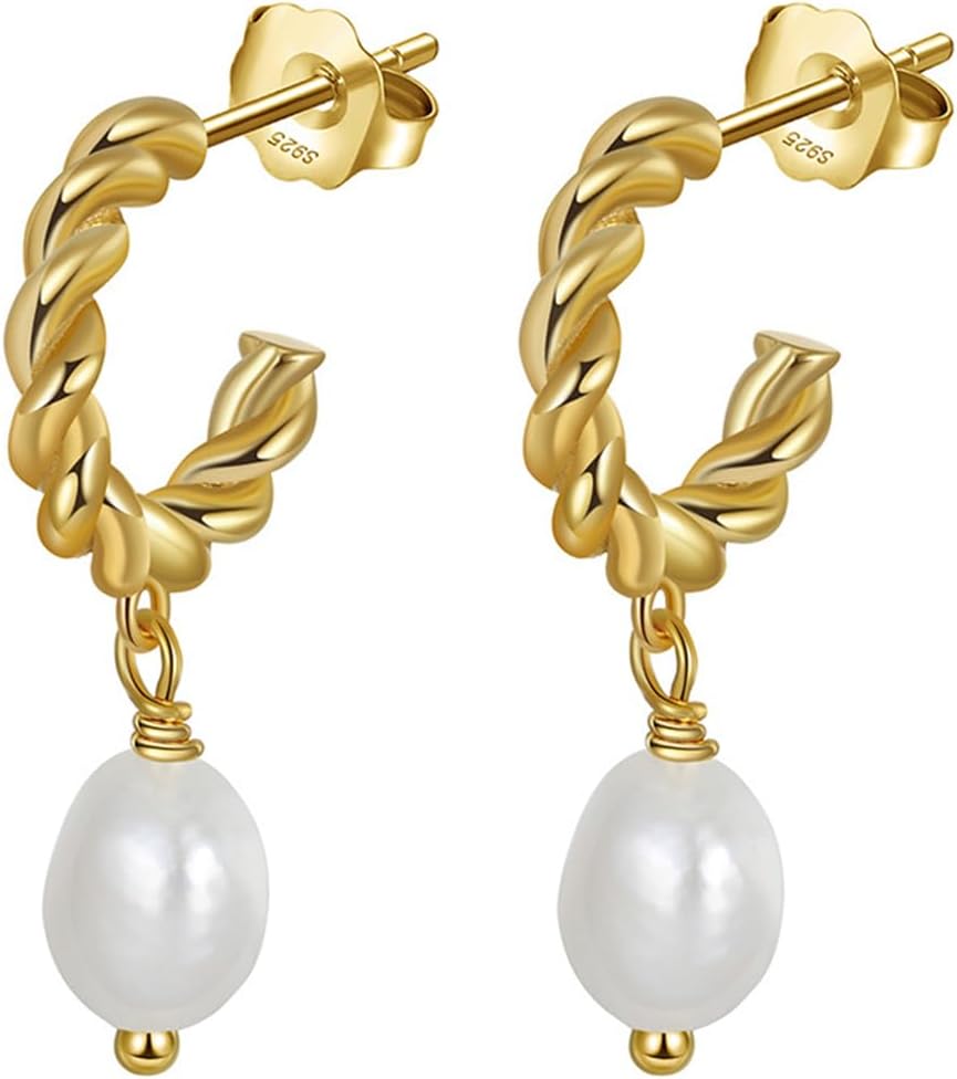 Pearl earrings-Gifts for Women Wife-Gift for Wife Wedding Birthday Anniversary Jewelry-Mom Girlfriend Her Mothers Day Gifts for Mom Women Valentines Day Christmas Day Gifts NO036