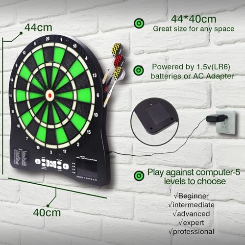 LED Dartpfeile Set Elektronische Dartscheibe mit automatischer Punktzahl, 48 Spiele 315 Variationen, 6 Soft Tip Darts und 50 Ersatzspitzen - Perfekt für Spielzimmer, Digitale Punkteanzeige – Bild 6