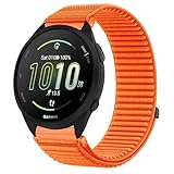GIOPUEY Bracelet Compatible avec Garmin Forerunner 165, Nylon Réglable Boucle Nylon Respirant Sport Loop Bracelet Extérieur Strap Band   Orange