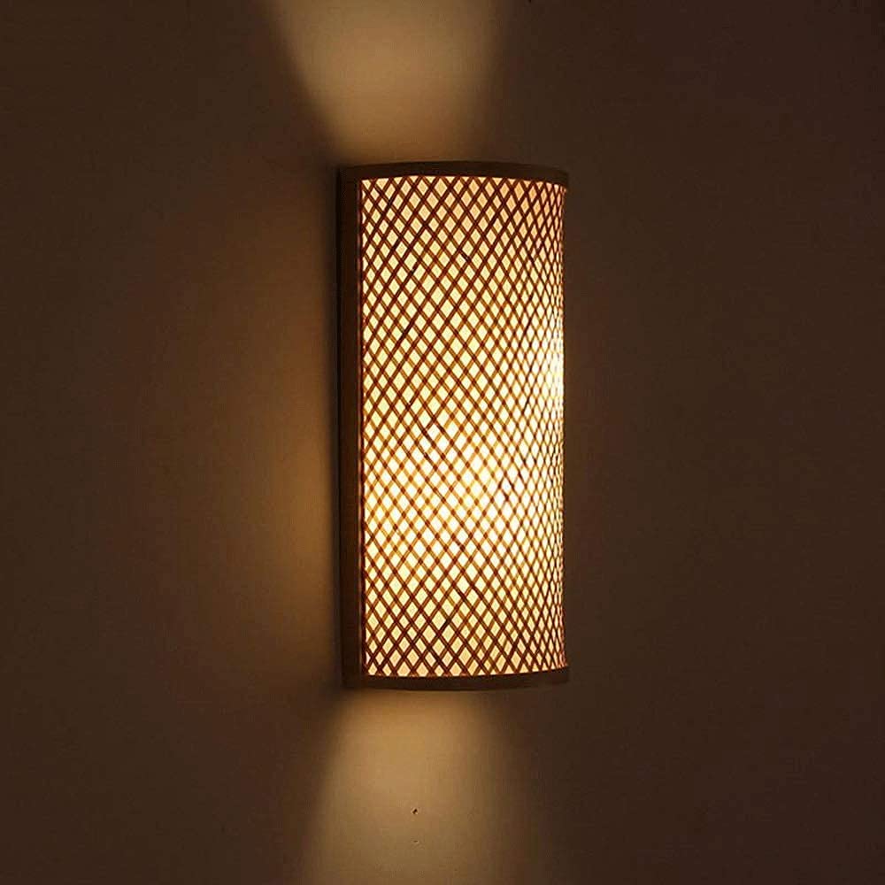 Lámpara rústica E27 aplique antiguo chino de mimbre bambú para pared