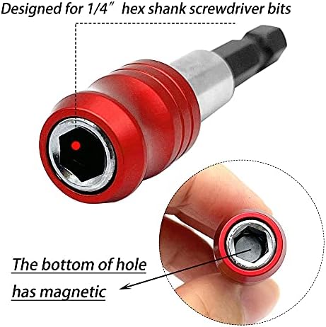 Saipor 3pcs Quick Release Magnetic Screwdriver Bits Holder Adapter Quick Change Socket Screw Driver Drill Bit Extension Bar 1/4 Hex Shank for Electric Screwdrivers, Hand-held Driver and Power Drill