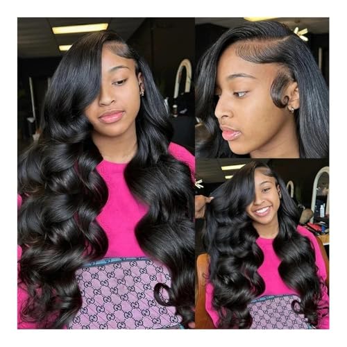 Perruque cheveux humains 13x6 HD lace front wig body wave 22 pouces pour femme noire