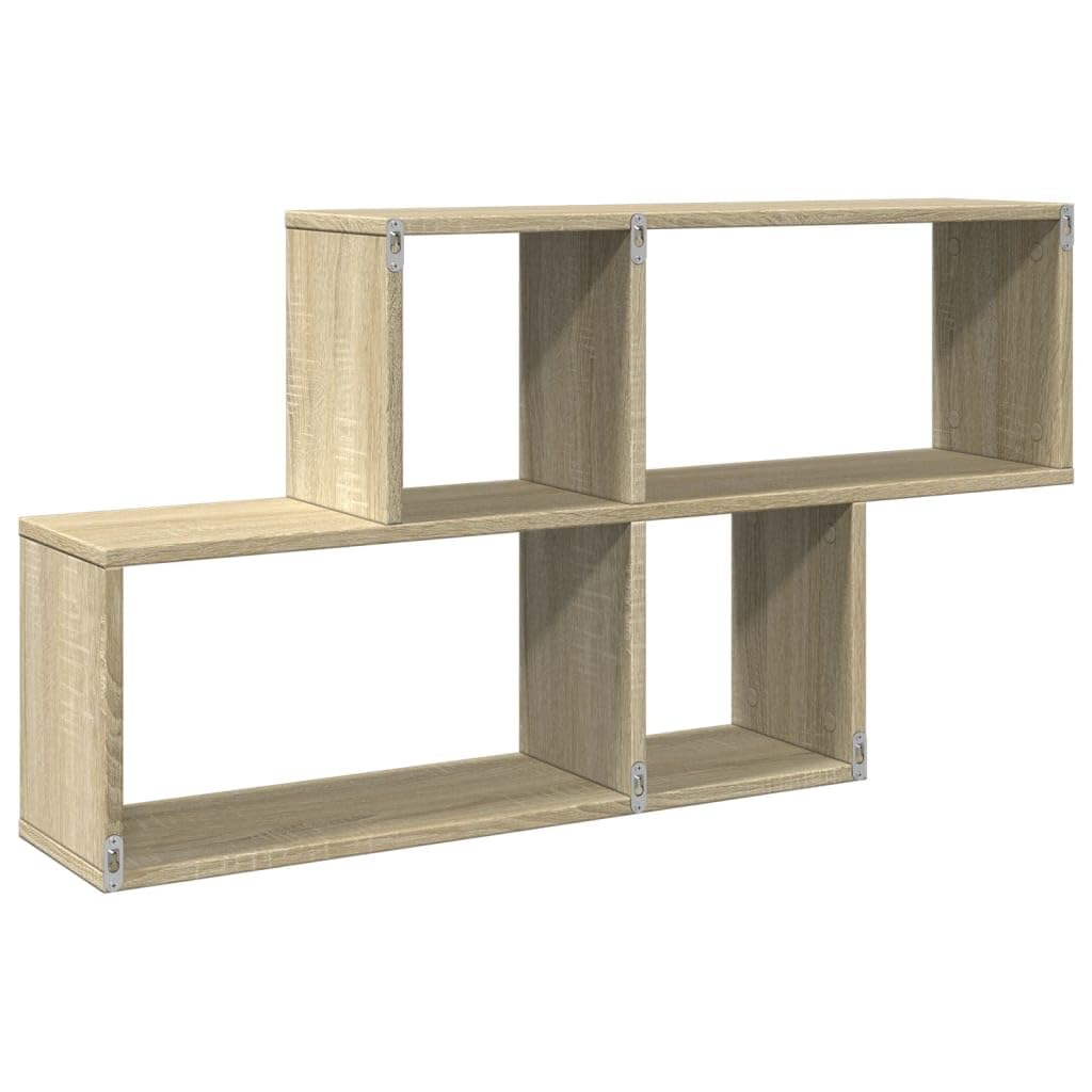 Estantería de pared de roble Sonoma, 100 x 20 x 53 cm, material de madera, fuerte agarre, 85 kg, diseño moderno que ahorra espacio para salón, pasillo, cocina y baño