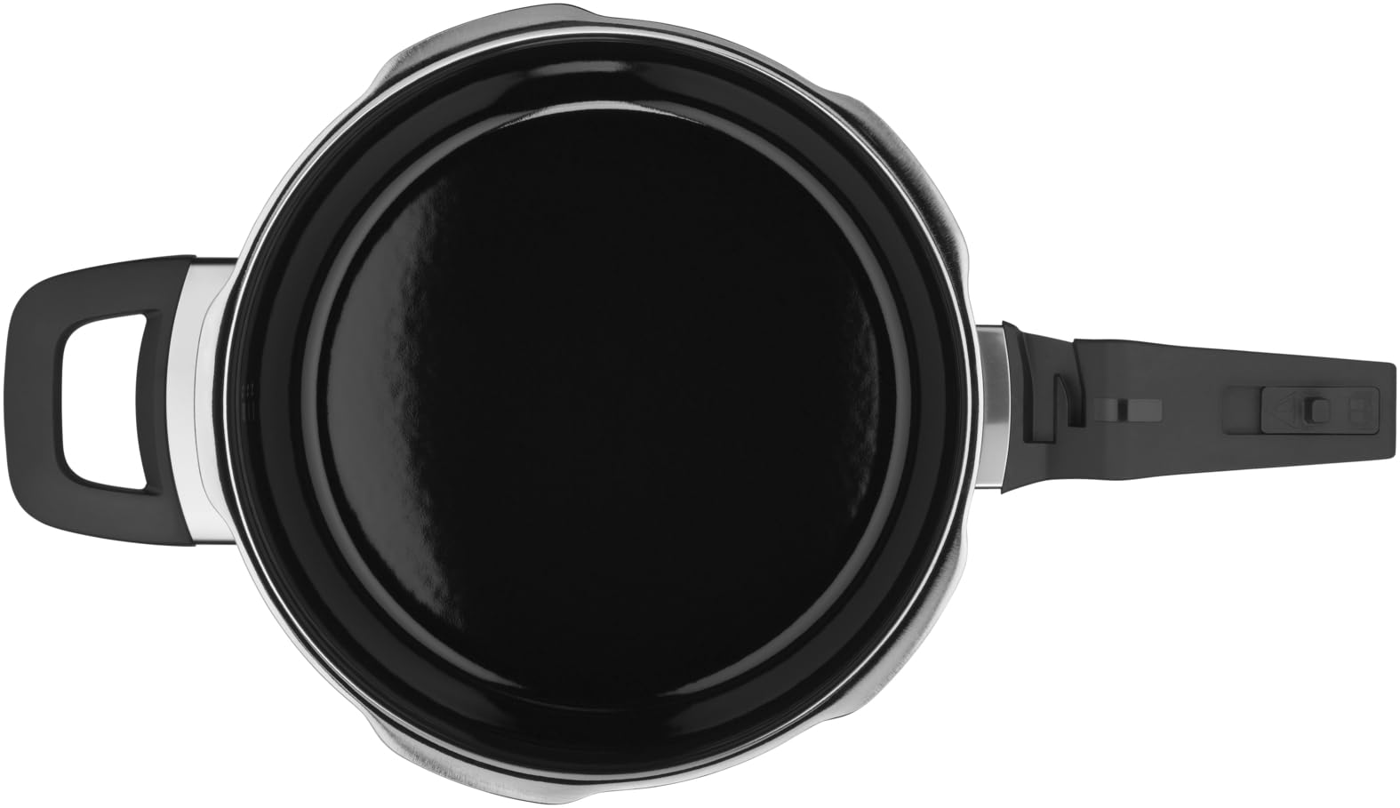 WMF Perfect Premium Fusiontec - Pentola a pressione a induzione, 3 l, in ceramica high-tech, 2 livelli di cottura, con manopola tutto in uno, colore: Nero