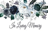 In Loving Memory: Guest Book for Funeral and Memorial Services in Boho Navy Blue Floral, Condolence Book, Remembrance Book for Funerals or Wake 1795003480 Book Cover