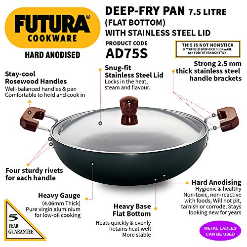 Futura-Hard-Anodised-Deep-Fry-Pan-75L-Gray