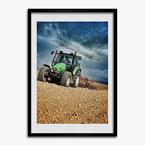 Cadre photo 50x70 cm Tulup avec affiche de tracteur en bois MDF pour peinture moderne
