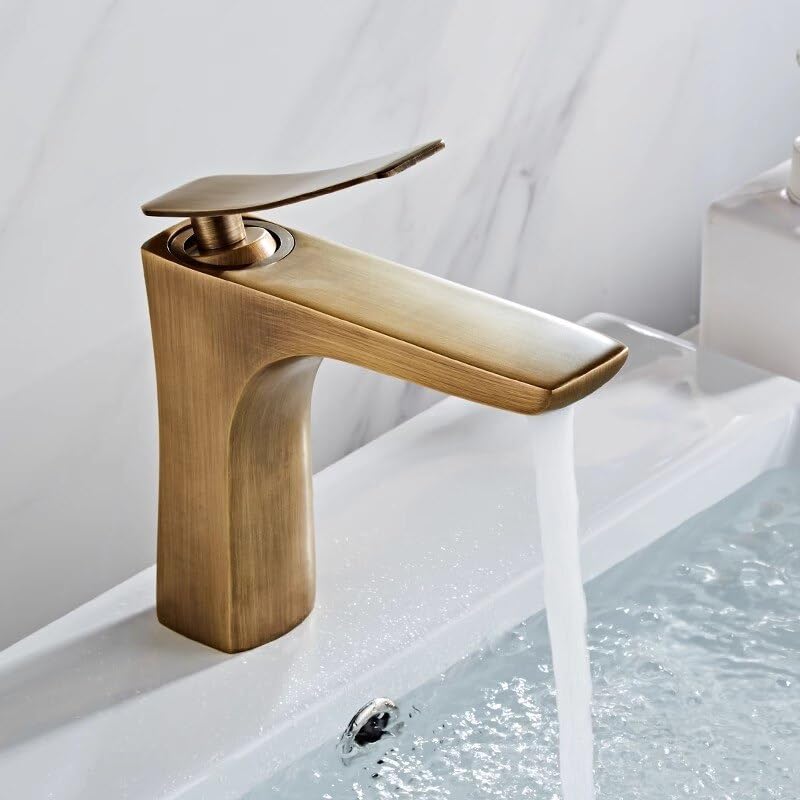 Robinet mitigeur vintage en laiton massif pour évier de salle de bain