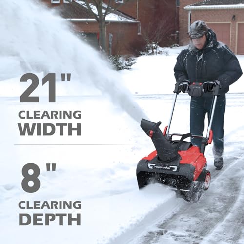 Image of PowerSmart 80V MAX Cordless Snow Blower 21-Inch Single Stage with 6.0Ah Battery and Charger (DB2801RB)