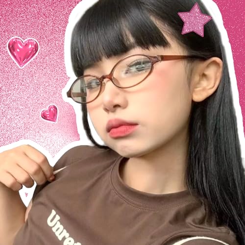 Image of SODQW Fashion Fake Glasses Oval Y2k Eyewear Frame Blue Light Non Prescription Glasses for Women Clear UV400 Lens