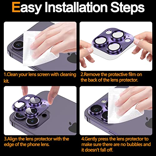 Ywxtw Designed For Iphone 14 Pro Max Camera Lens Protector, For Iphone 14 Pro Camera Lens Protector, 3D Alloy Metal And Tempered Glass Camera Screen Protector, Full Coverage Protection, 1 Pack #TOP5