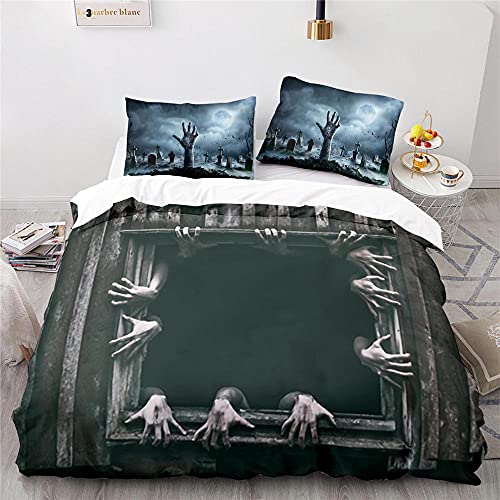 Terror Juego De Cama Funda Nordica Adolescente Impresión Digital 3D Microfibre con Cremallera Fundas Nordicas Cama 240 X 260 Cm + 2 Fundas De Almohada 50X90Cm
