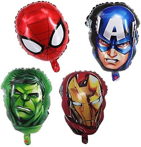 FAVELA 4 Pack Superhero Party Supplies Foil Balloon Superhero Birthday Party Supplies Party Decoration.