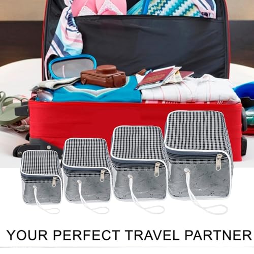 Image of Storite Set of 4 Travel Pouch Bags - Clear PVC Toiletry, Cosmetic & Storage Organizer Bags for Travel, Gym, Makeup & Daily Use Waterproof Zipper Bags