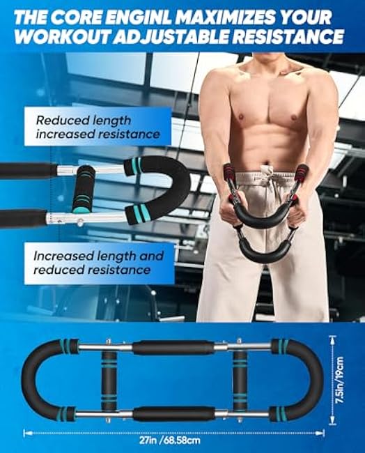 Saker Twister Arm Trainer, PowerTwist Arm Trainer, Adjustable Forearm Strengthener, Arm Exercise Equipment, Chest Workout Equipment, Portable Spring Resistance for Home Gym Equipment