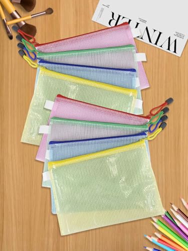 8 unidades de sacos de arquivo com zíper, bolsa de malha de plástico impermeável para família de escritório, bolsas de viagem transparentes à prova d'água, bolsas de armazenamento de jogos de