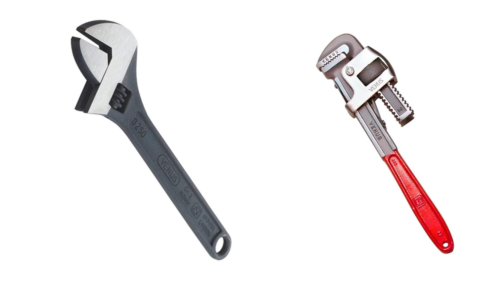 Combo of Venus Pipe Wrench and Adjustable Wrench l Pack of 2 l