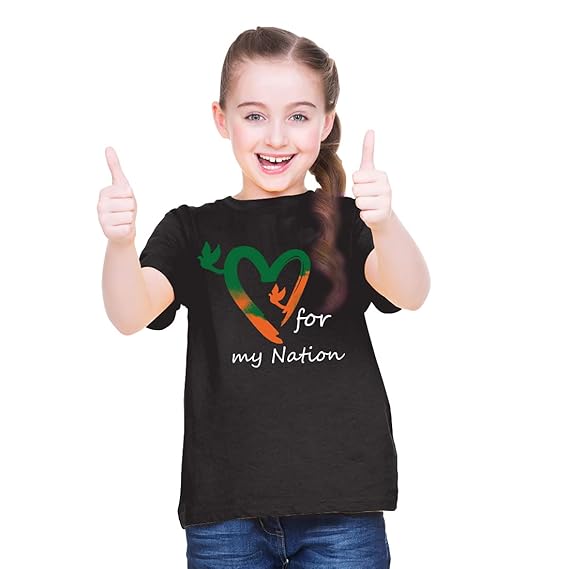 BRATMAZ Girls Regular Fit Cotton Kids Tshirt for Republic Day for My Nation Printed Tshirt for Girl