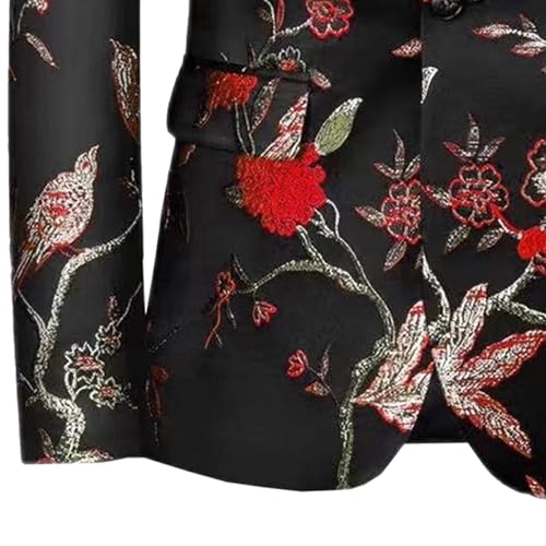 Mens 2 Piece Floral Dress Suit Regular Fit Tuxedo 1 Button Suits Dinner Party Tuxedo Jacket & Pants4