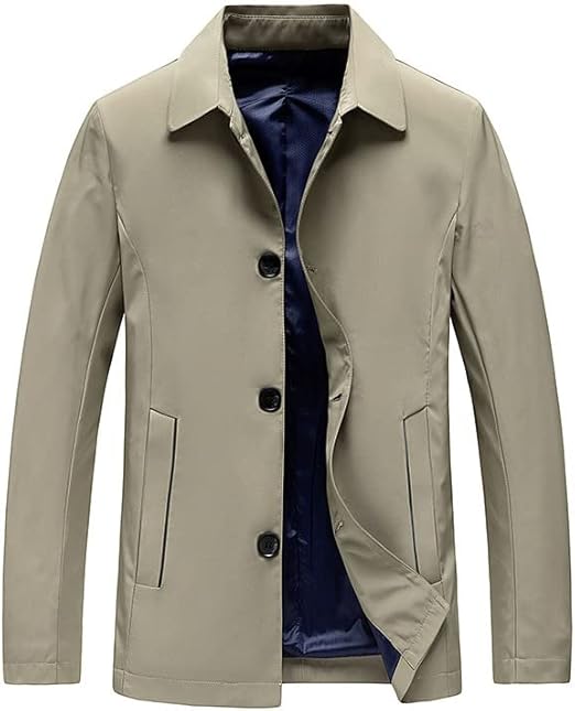 Amazon ステンカラーコート メンズ 無地 ビジネスコート カジュアル シンプル きれいめ 通勤 仕事 Pコート アウター 冬 秋 春 カーキ 4xl コート ジャケット 通販