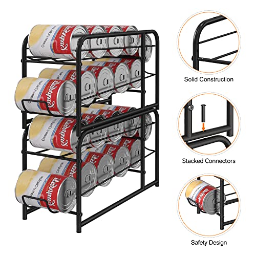 Mooace 4 Pack Can Dispenser Rack, Stackable Can Storage Organizer Holder For Canned Food Kitchen Cabinet Pantry Countertop, Black #TOP3