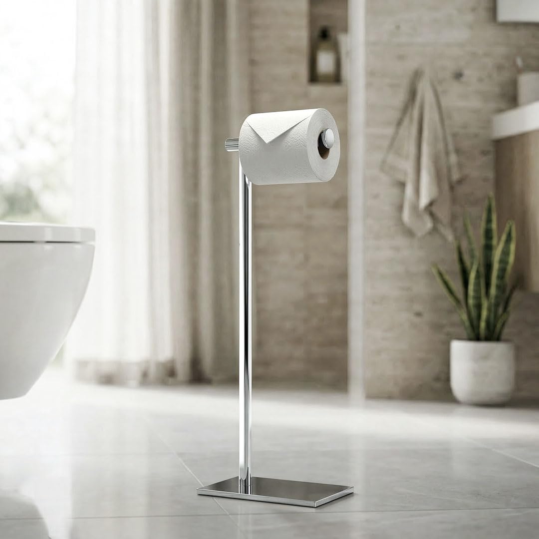 Gatco 1431C Modern Rectangle Base Freestanding Toilet Paper Holder, 21.25" Chrome with Weighted Base — Amazon image 7