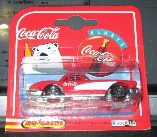 MAJORETTE COCA-COLA 1958 CHEVY CORVETTE, troquelado, 164 escala en la tarjeta de exhibición por MAJORETTEE