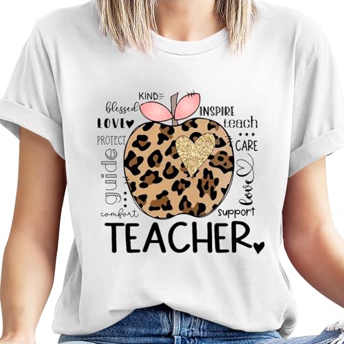 Teacher Life T Shirt for Womens Teach Love Inspire Tshirts Inspirational Teacher Short Sleeve Tees4