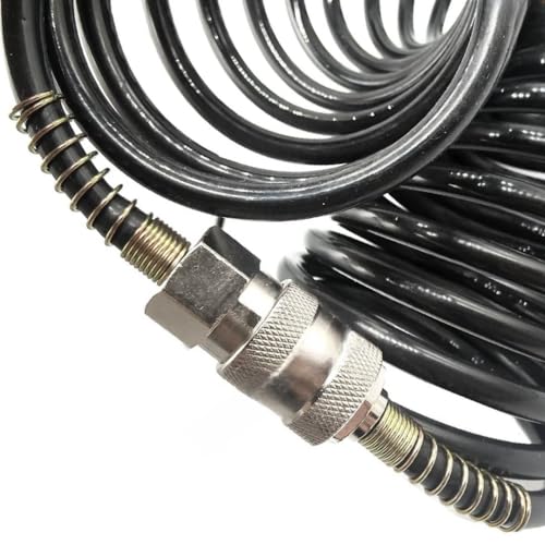 Antesen Air Compressor Hose Polyurethane(PU) Flexible Air Line PVC Hose with 1/4" Europe Quick Coupler and Plug Fittings 9m Length (Style 1) - Image 3