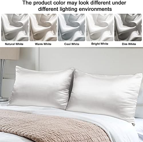 pendali Satin Pillowcase for Hair and Skin, Luxury Smooth Satin Pillow Case with Hidden Zipper, Wrinkle, Fade Resistant, 1 Pack Soft and Breathable Standard Size Pillow Cover (White, 19" x 26")
