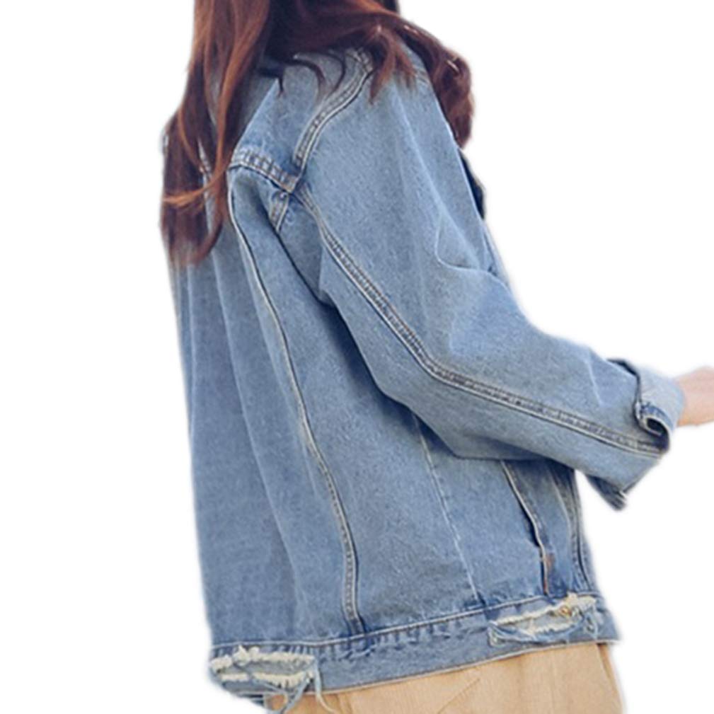 Chaqueta de mezclilla de gran tamaño para mujer, de manga larga, estilo novio, holgada