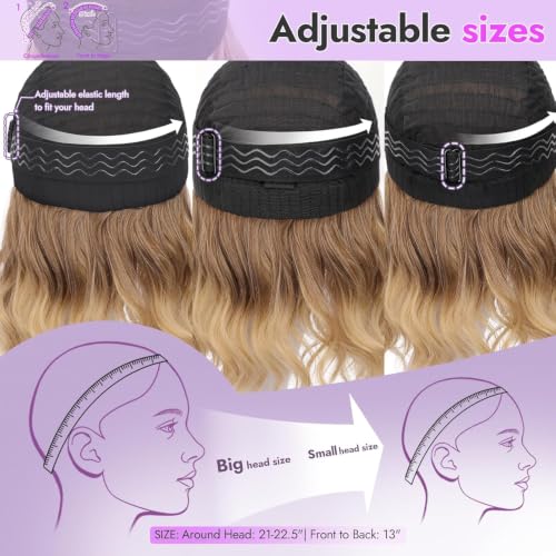Image of Eawwii Wigs for Women Blonde,Short Wavy Synthetic Lace Wig