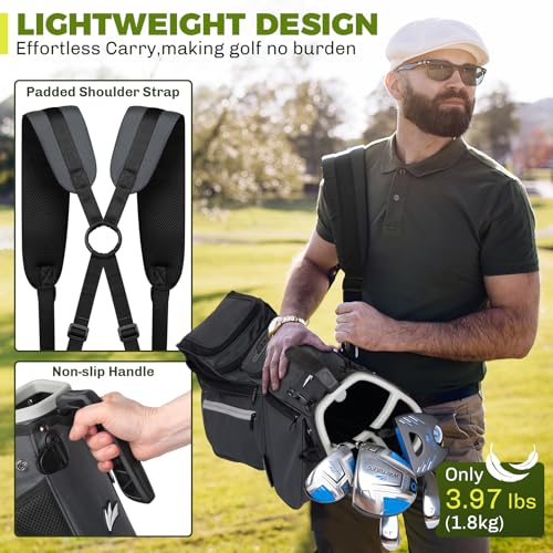 Lightweight 3-Way Golf Stand Bag – Compact Carry/Range Bag for 6–8 Clubs, Top Handle, Dual Strap, Multiple Pockets, Ideal for Practice & Par 3(Dark Gray) by WAYTULES - Used condition - Image 2