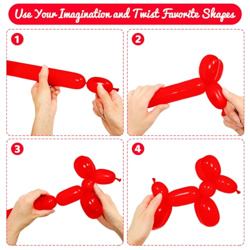 Image of 100Pcs Red 260 Balloons, Long Balloon for Tying Balloon Arch, Long Skinny Balloons for Twisting Ballons Animal balloons Birthday Party Wedding Festival Decorations