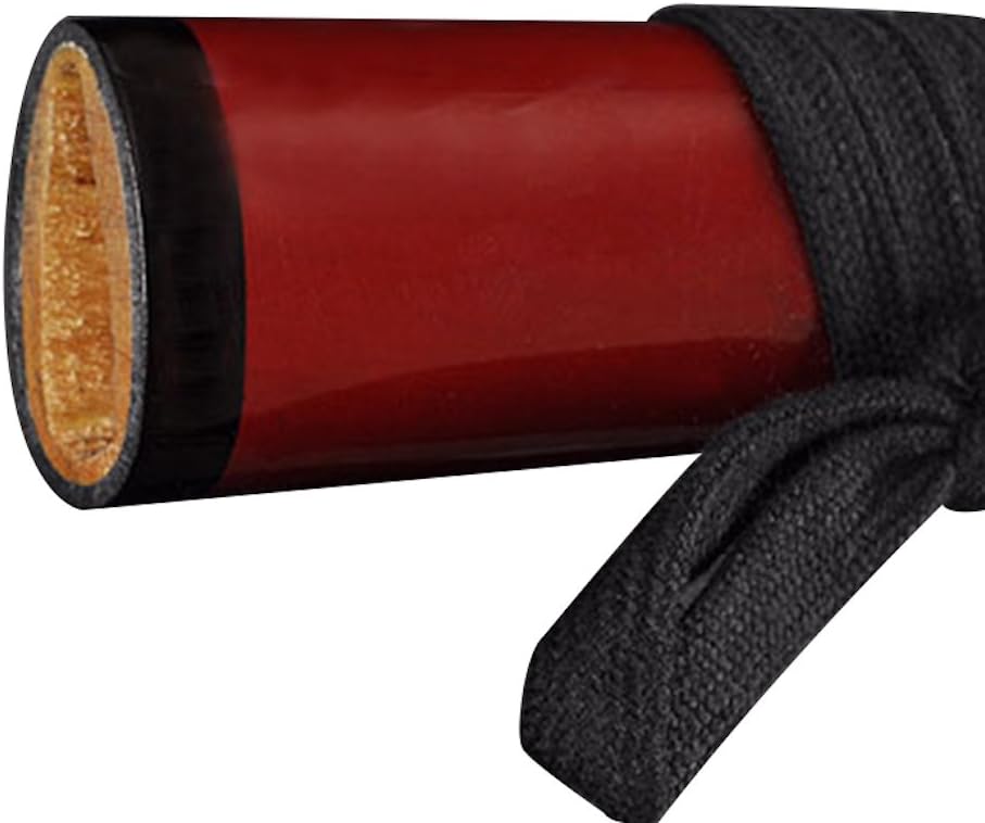 Handmade Sword - Fully Functional Japanese Samurai Katana Sword, Fully Hand Forged, Full Tang, 1045 Carbon Steel, Sharp, Heat Tempered, Bamboo Design Tsuba, Burgendy Scabbard