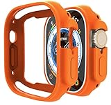 [2 Pack] Penom Compatible for Apple Watch Ultra Case 49mm Bumper Cover, Soft TPU Shockproof Protective Scratch-Resistant Frame for iWatch Series 8 Ultra 49 MM [No Screen Protector] - Orange