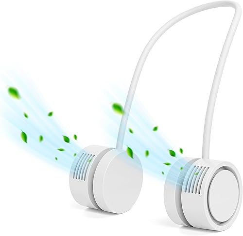 Ventilador de cuello, ventilador portátil sin aspas, ventilador plegable sin aspas de 4000 mAh, 3 velocidades y potencia de enfriamiento mejorada,