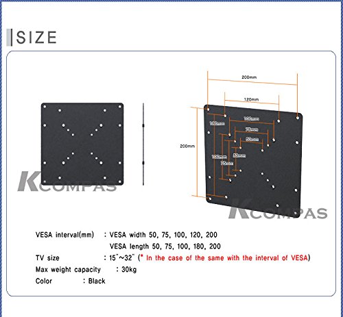 VESA Adapter TVモニター用ベサ変換プレート国際標準規格200X100 200X200 400X400 VESAアダプタVESA200変換アダプタVESA400変換アダプタブラック色 (VESA 200X200)