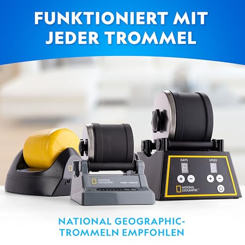NATIONAL GEOGRAPHIC Nachfüllset für Trommelpolierer – 453 g Rohsteine und Edelsteine zum Polieren, inkl. Amethyst und Quarz – Schleifpulver & Schmuckzubehör