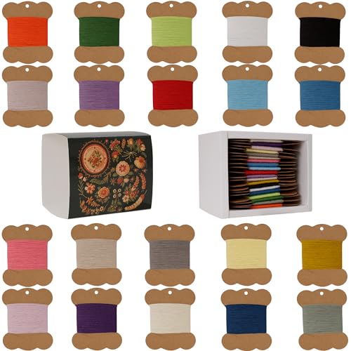 Connimonet Wool Embroidery Thread 50m Each Spool X 20Pcs Darning Wool Blend Thread for Embroidery Hand Sewing DIY Machine Sewing 42S/2 (Colour B)