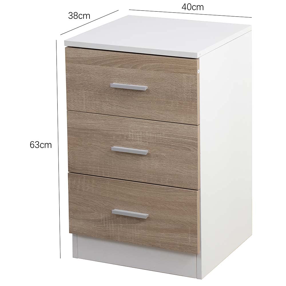 BAKAJI Nachtkastje voor slaapkamer, kast, commode met 2 laden, metalen