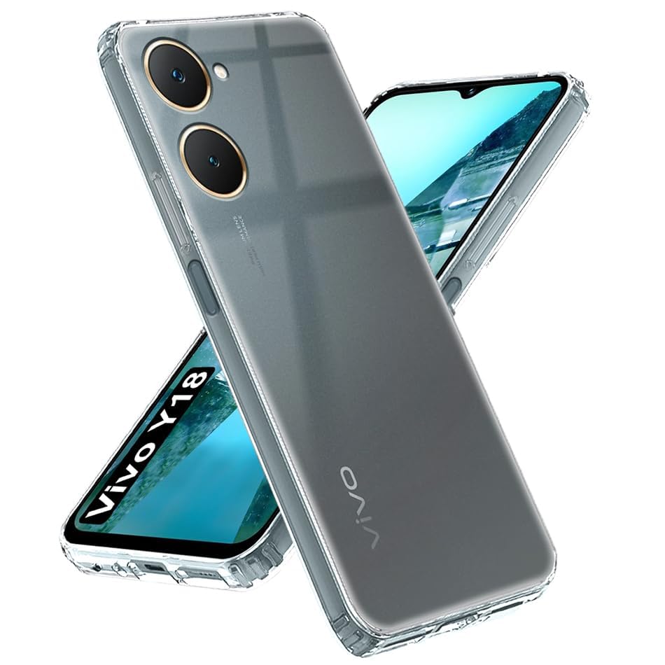Image of COVERBLACK Soft Rubber Back Cover Compatible Model for Vivo Y18 / Vivo Y18e / vivo Y03 - Transparent
