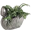 Deco 79 magnesium oxide swan indoor outdoor planter textured large planter pot with patina accents planter 23 x 11 x 17 gray  urban country home decor