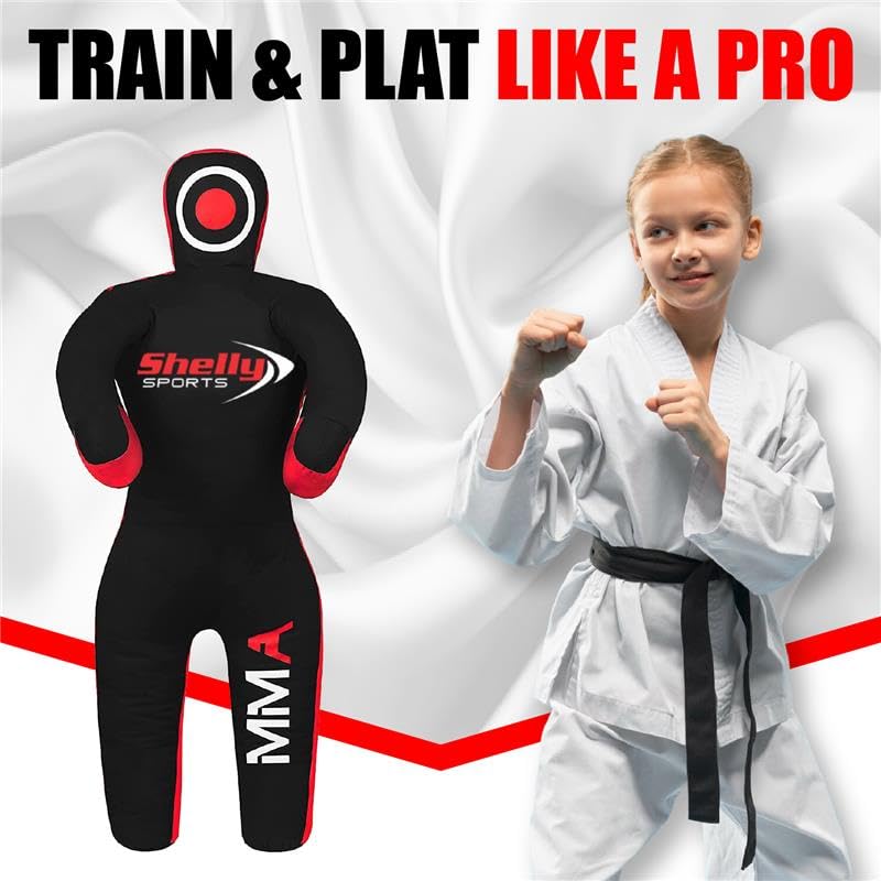 Bjj Dummy Elegant Training Dummy Wurfpuppe Brasilianischer Jiu Jitsu Ringen Box Dummy MMA Judo Kampfsport 180 Cm (Schwaz&Rot Boxsack Hängend