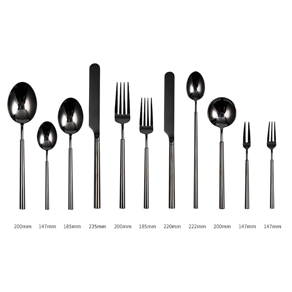 Juego de Cubiertos de Acero Inoxidable Negro Mate, Utensilios para el hogar y el Restaurante, vajilla Apta para lavavajillas