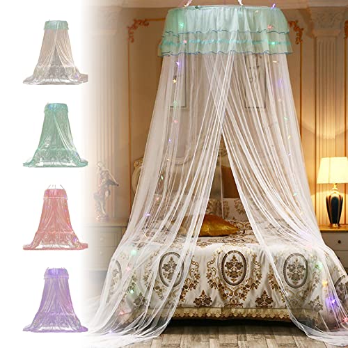 Mosquito Net Bed Canopy For Girls, Princess Round Hoop Sheer Bed Canopy, Dome Mosquito Netting Bed Tent Twin Girls Canopy Bed Decor (Pink) #TOP2