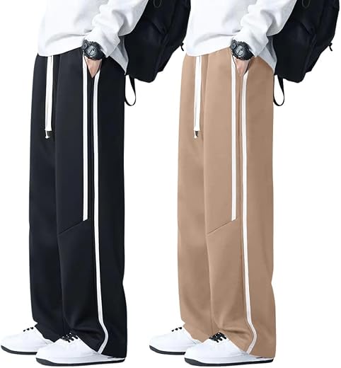 GRECIILOOKS Korean Style Track Pants for Men – Loose Fit Lycra Cargo Joggers | Trendy Gym & Streetwear Bottoms with Utilit...