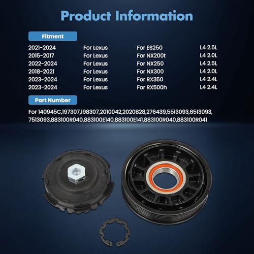 Image of ECCPP A /C Compressor Clutch 2021-2024 for Lexus ES250 NX250 2.5L AC Clutch