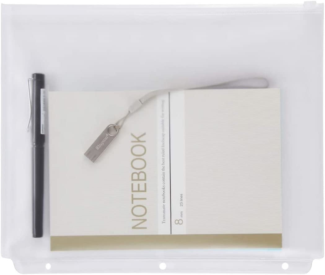 YoeeJob - Raccoglitore a 3 anelli in PVC trasparente con chiusura a cerniera, con inserto in pagine per lettere, 8 1/2 x 11, 60 pezzi per confezione