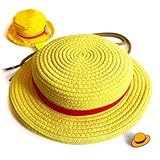 shiningsoul 3-in-1 Anime Pirate Captain Hat Cotton Rope Backpack + Strawhat Key Case + Enamel Pin - Anime Cosplay Daypack, Great Gift for OP Fans